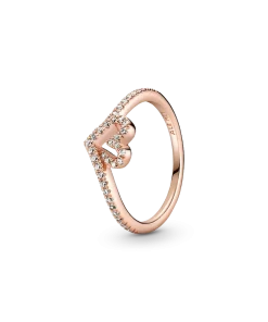 Sparkling Wishbone Heart Ring