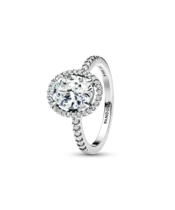 Oval Sparkling Halo Statement Ring