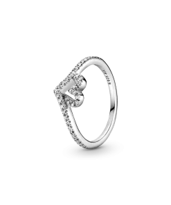 Sparkling Wishbone Heart Ring
