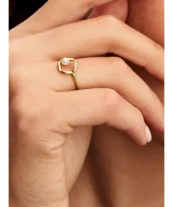 Alternative view of Organically Shaped Pavé Circle & Treated Freshwater Cultured Pearl Ring