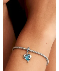 Alternative view of Blue Murano Glass Dolphins Dangle Charm