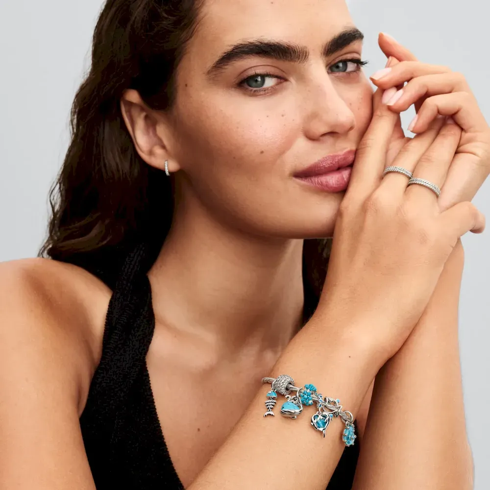 Blue Murano Glass Dolphins Dangle Charm - Image 5