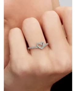 Alternative view of Sparkling Wishbone Heart Ring