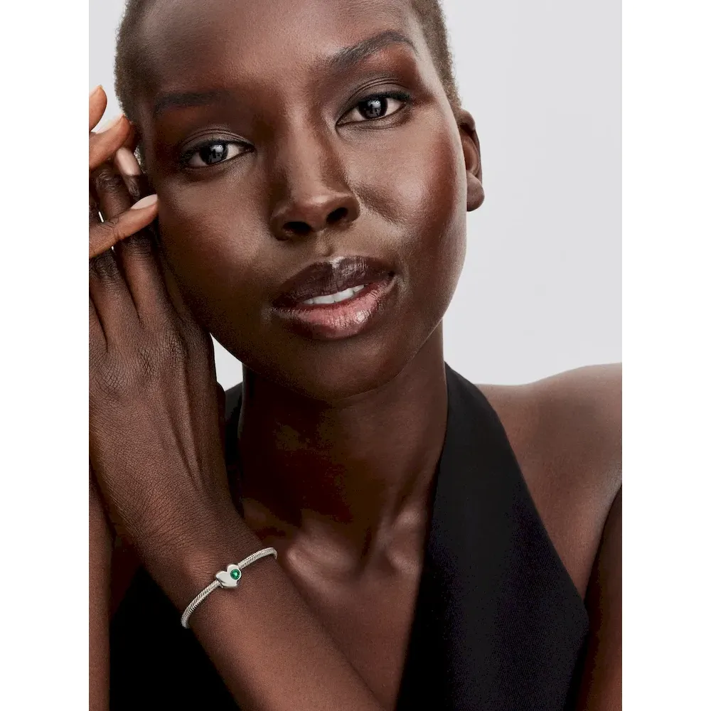 Engravable Green Stone Heart Charm - Image 4