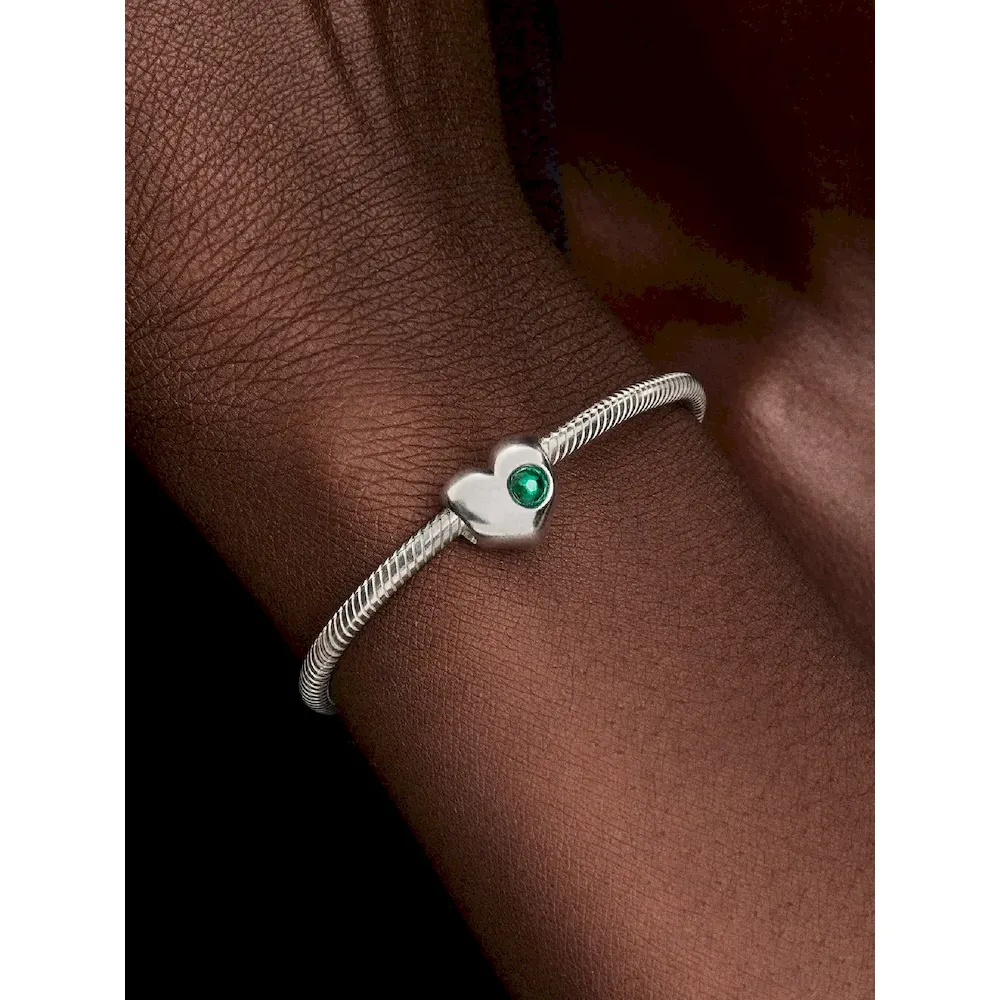 Engravable Green Stone Heart Charm - Image 2