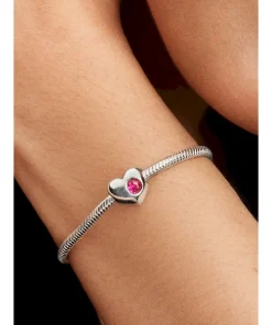 Alternative view of Engravable Pink Stone Heart Charm
