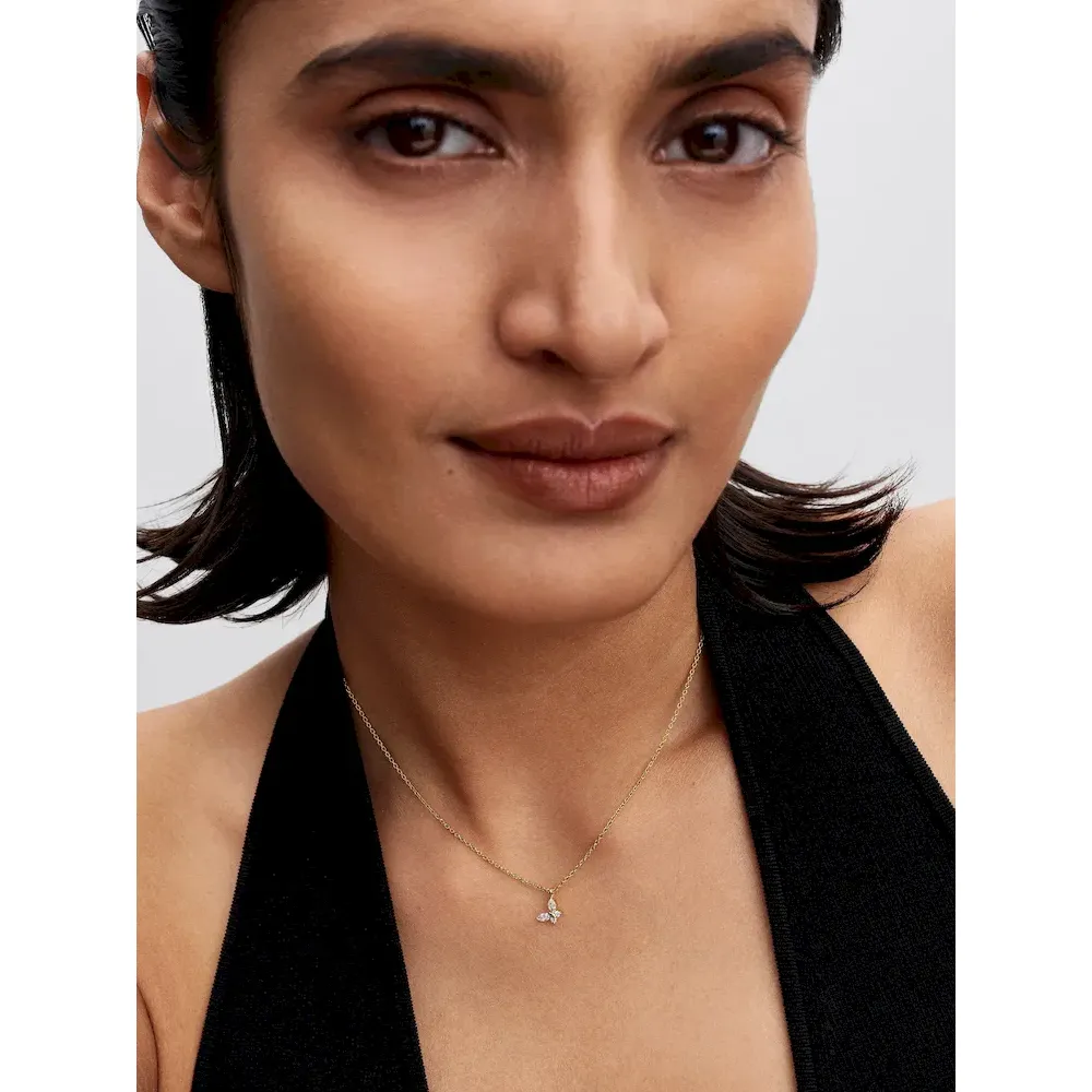 Gold-plated Sparkling Clear Butterfly Necklace and Earring Set - Image 10