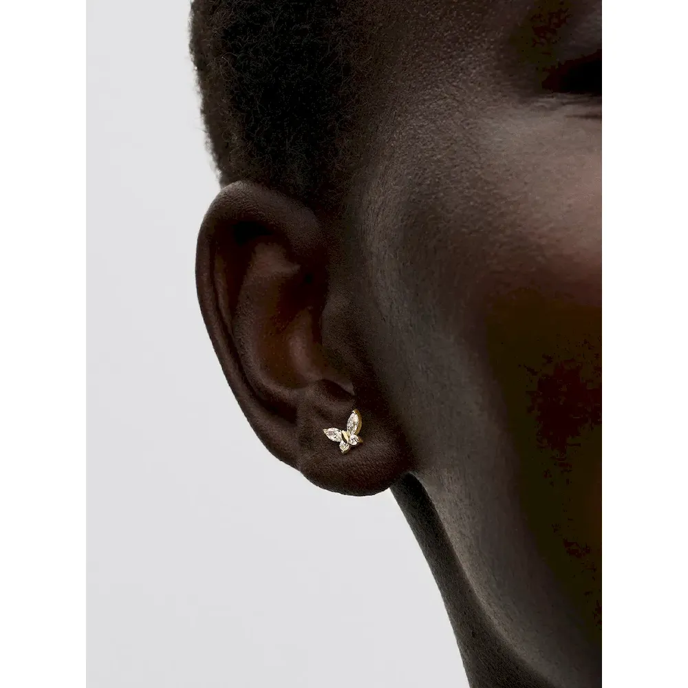 Gold-plated Sparkling Clear Butterfly Necklace and Earring Set - Image 5