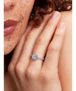 Alternative view of Sparkling Square Halo Ring