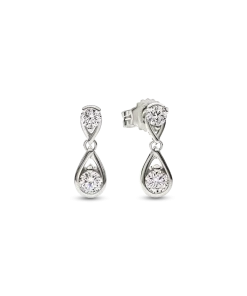 Pandora Infinite 14k White Gold Double Lab-grown Diamond Drop Earrings