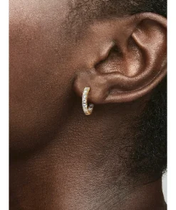 Alternative view of Sparkling Row Eternity Hoop Earrings