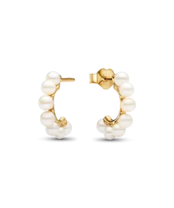 Treated Freshwater Cultured Pearls Open Hoop Earrings