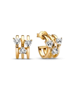 Triple Heart Hoop Earrings