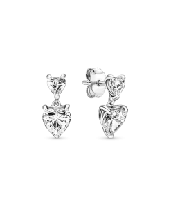 Double Heart Sparkling Stud Earrings