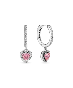 Sparkling Halo Heart Hoop Earrings