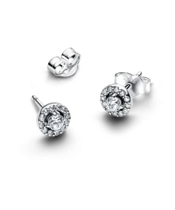 Alternative view of Round Pavé Halo Stud Earrings