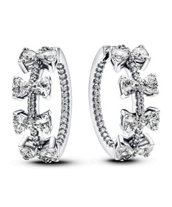 Sparkling Bow Row Hoop Earrings