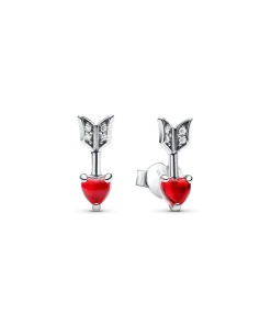Arrow & Murano Glass Heart Stud Earrings