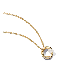 Organically Shaped Pavé Circle & Treated Freshwater Cultured Pearl Collier Necklace