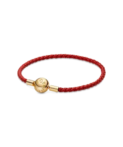 Pandora Moments Red Woven Leather Bracelet