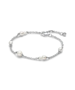 Treated Freshwater Cultured Pearl Station Chain Bracelet