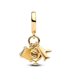 Alternative view of Airplane, Globe & Suitcase Triple Dangle Charm