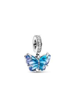 Blue Murano Glass Butterfly Dangle Charm