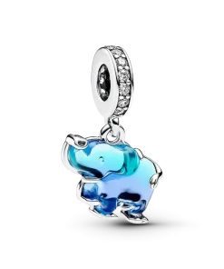 Blue Murano Glass Elephant Dangle Charm