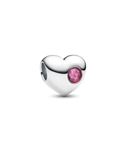 Engravable Pink Stone Heart Charm