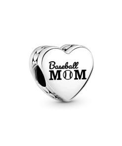 Baseball Mom Heart Charm