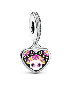 Day of the Dead Sugar Skull Heart Dangle Charm