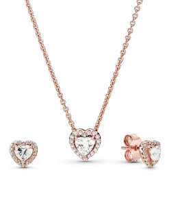 Elevated Heart Necklace & Earrings Set