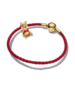 Winnie the Pooh Red and Gold Leather Bracelet Set