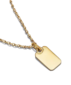 Engravable Rectangle Tag Pendant Necklace Set