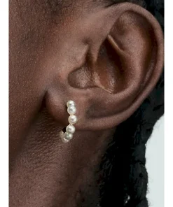Alternative view of Treated Freshwater Cultured Pearls Open Hoop Earrings