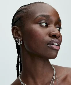 Alternative view of Treated Freshwater Cultured Pearl & Pavé Hoop Earrings