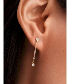 Alternative view of Pandora Era Bezel Lab-Grown Diamond Paperclip Chain Drop Earrings