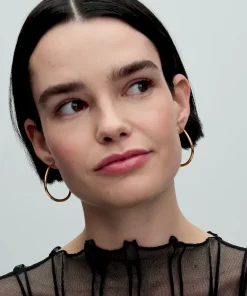 Alternative view of Organically Shaped 42 mm Open Hoop Earrings