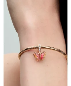 Alternative view of Pink & Yellow Murano Glass Butterfly Dangle Charm