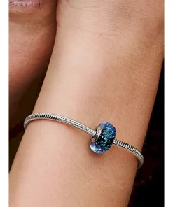 Alternative view of Wavy Dark Blue Murano Glass Ocean Charm