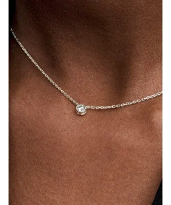 Alternative view of Pandora Era Bezel Sterling Silver Lab-grown Diamond Pendant Necklace