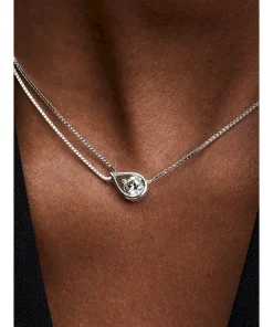 Alternative view of Pandora Infinite 14k White Gold Lab-grown Diamond Double Chain Collier Necklace